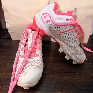 Under Armour Kids Pink and Cream Sneakers
